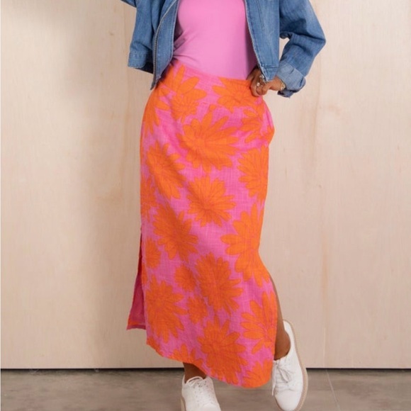 Ivy Jane Pink and Orange Floral Maxi Skirt - Picture 11 of 15